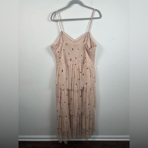 NWT Maeve Tiered Tulle Removable Straps Midi Dress Velvet Details Size 2X - Picture 9 of 13
